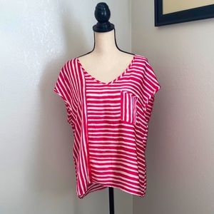 Anne Klein hot pink and white striped blouse